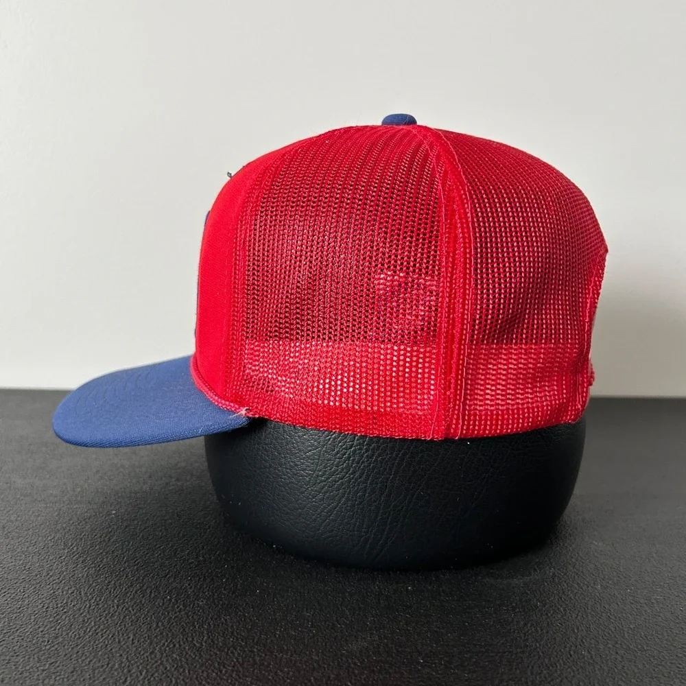 Vintage 80s Car Quest Trucker Hat Cap Snap‎ Back Adjustable Red Blue NFL Adult